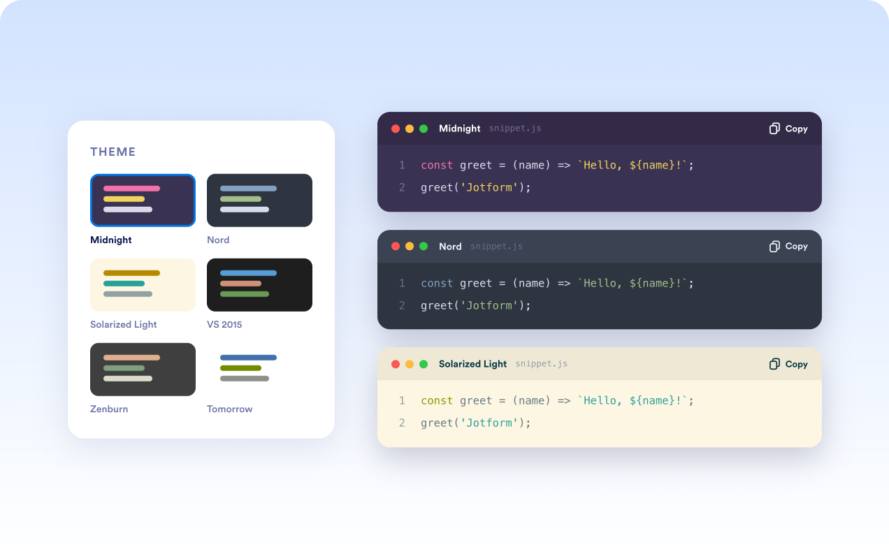 Choose familiar code themes
