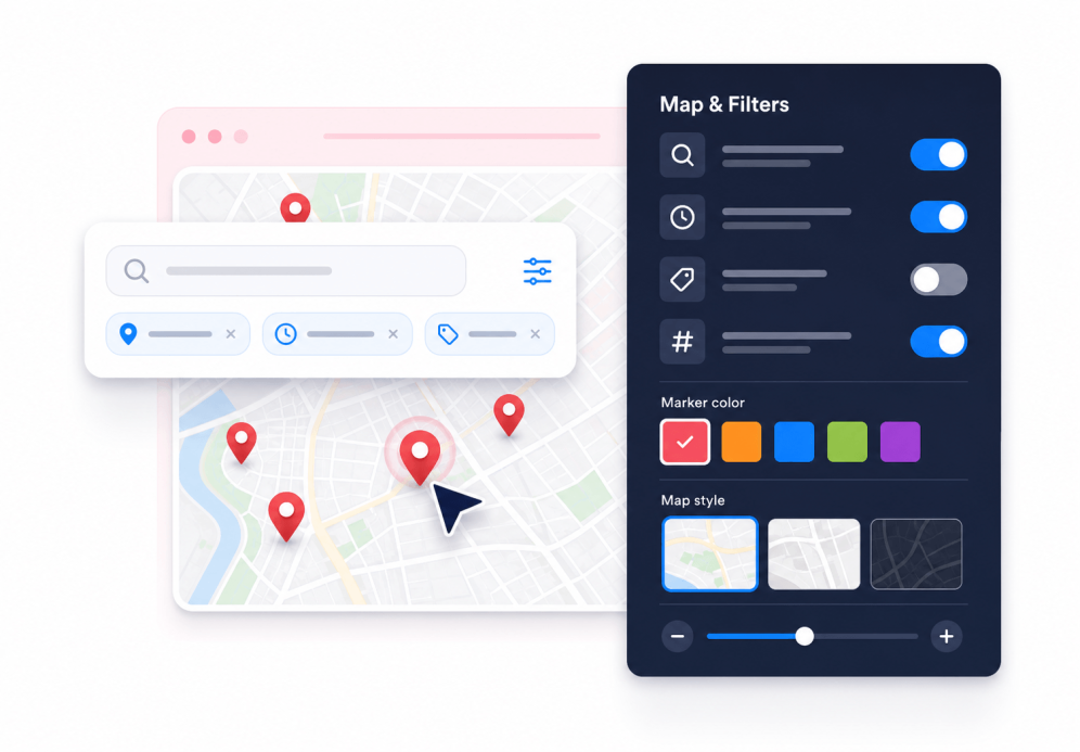 Customize search, filters, and map