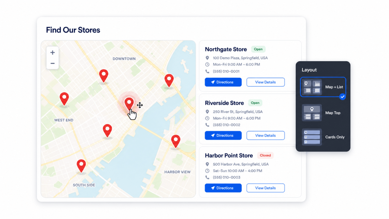 Display map markers beside the directory