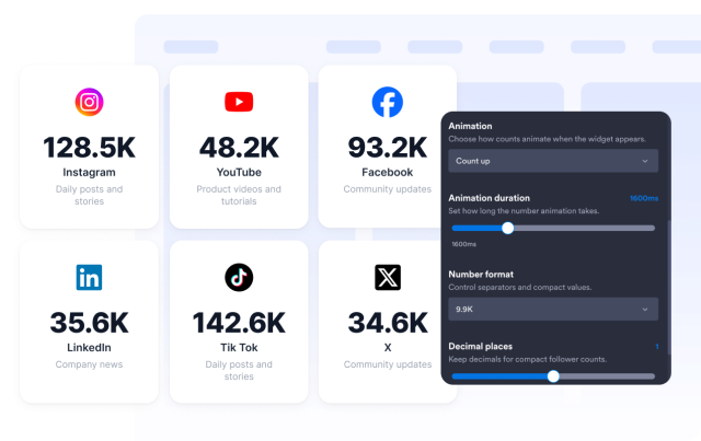 Format and animate follower numbers