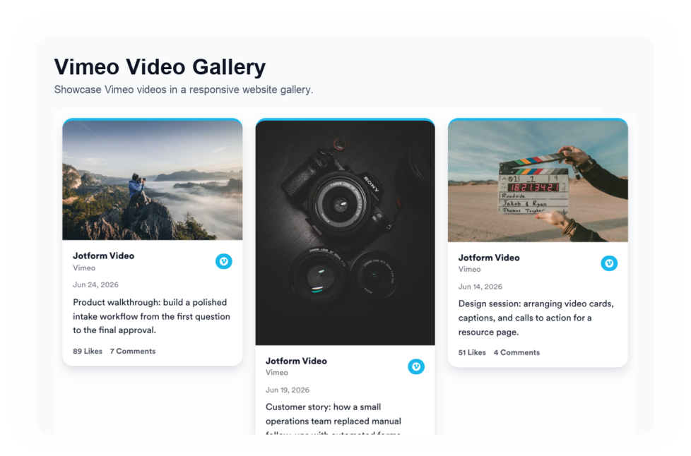 Vimeo Video Gallery