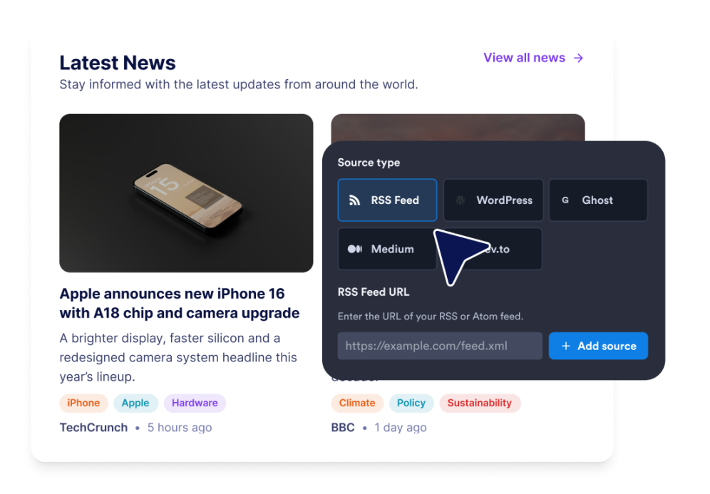 Connect a news source