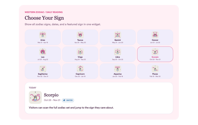 Zodiac Sign Selection