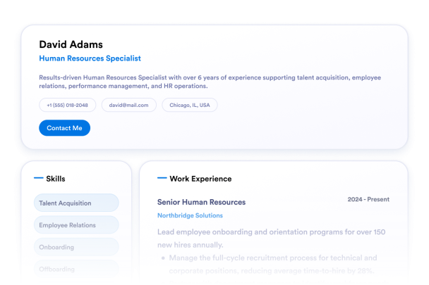 Create Your Own Resume in Seconds for Your Website