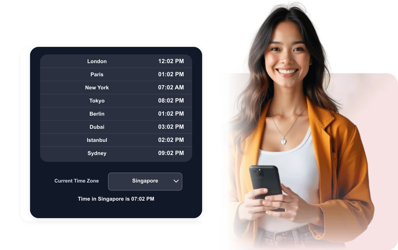 Show live times for multiple locations