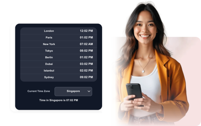 Display Live Times for Cities and Time Zones