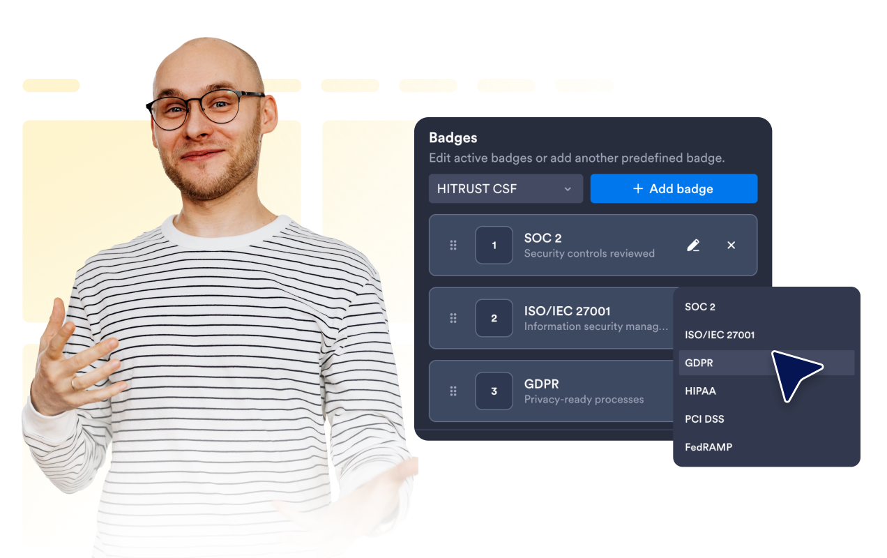 Control badge content and actions