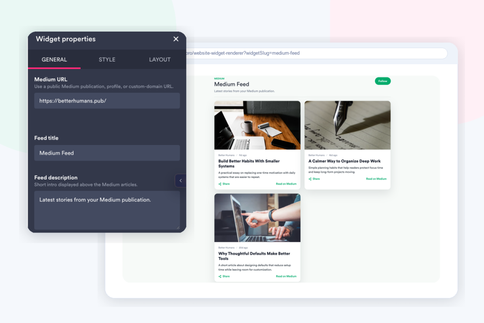 Add your Medium URL