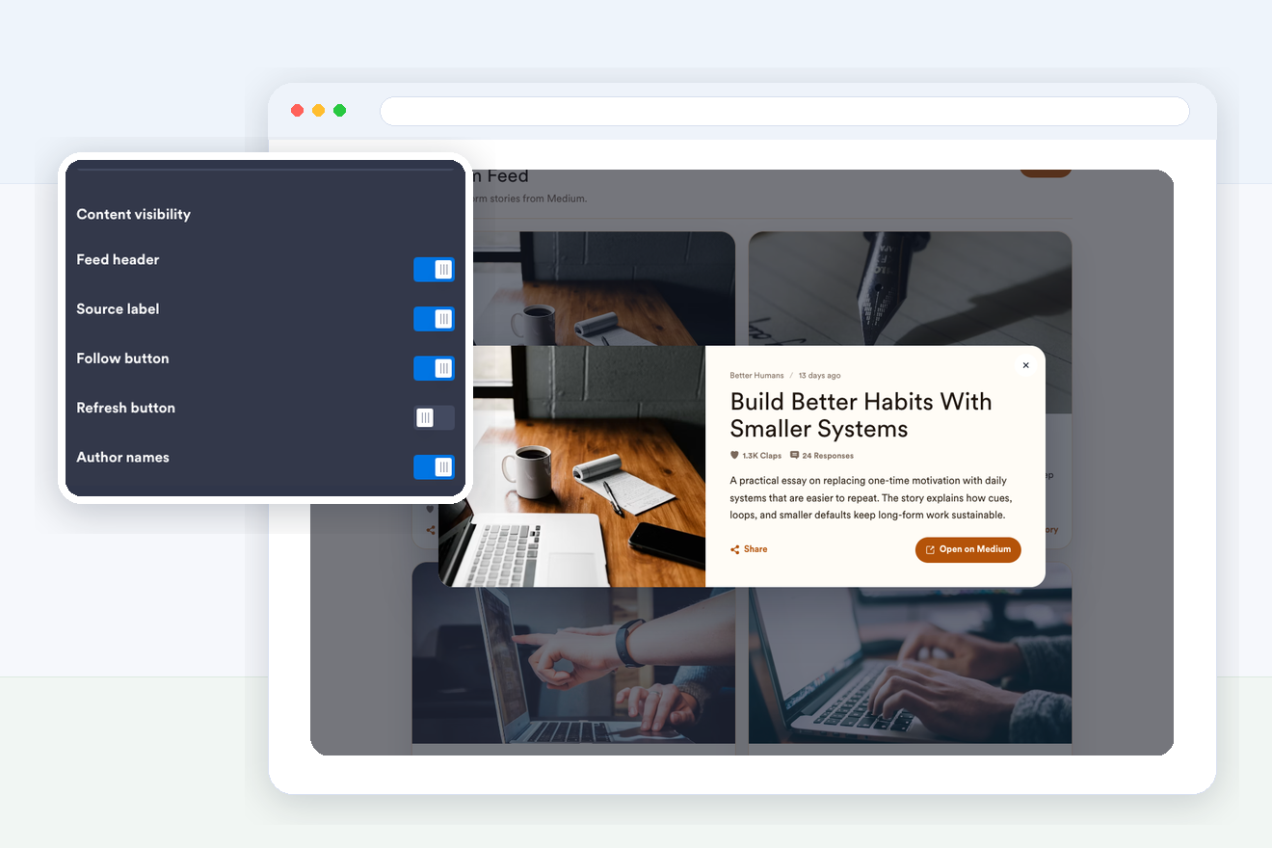Open full stories in a modal