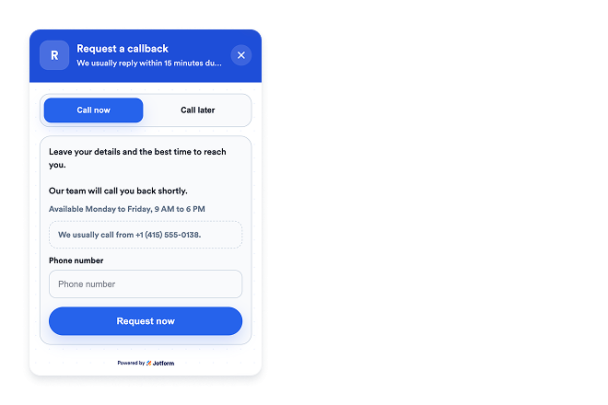 Callback Widget Features