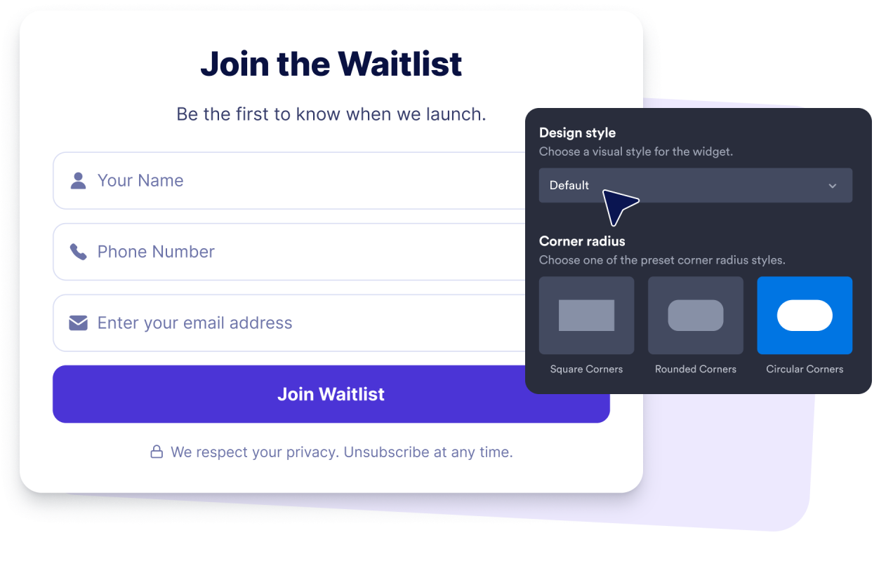 Match the widget to your site