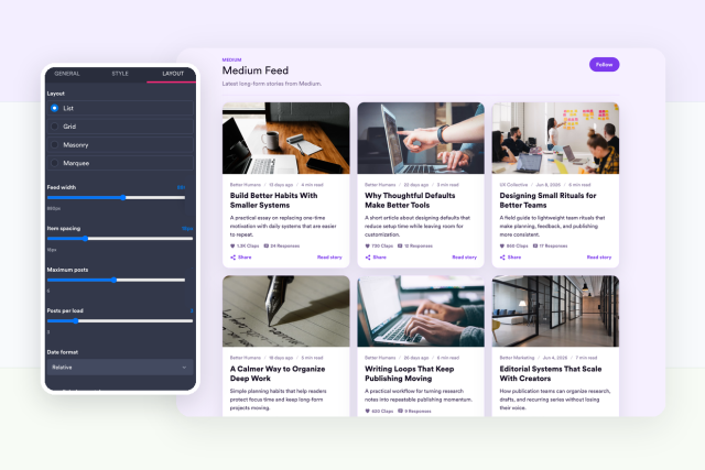 Pick a layout for your content