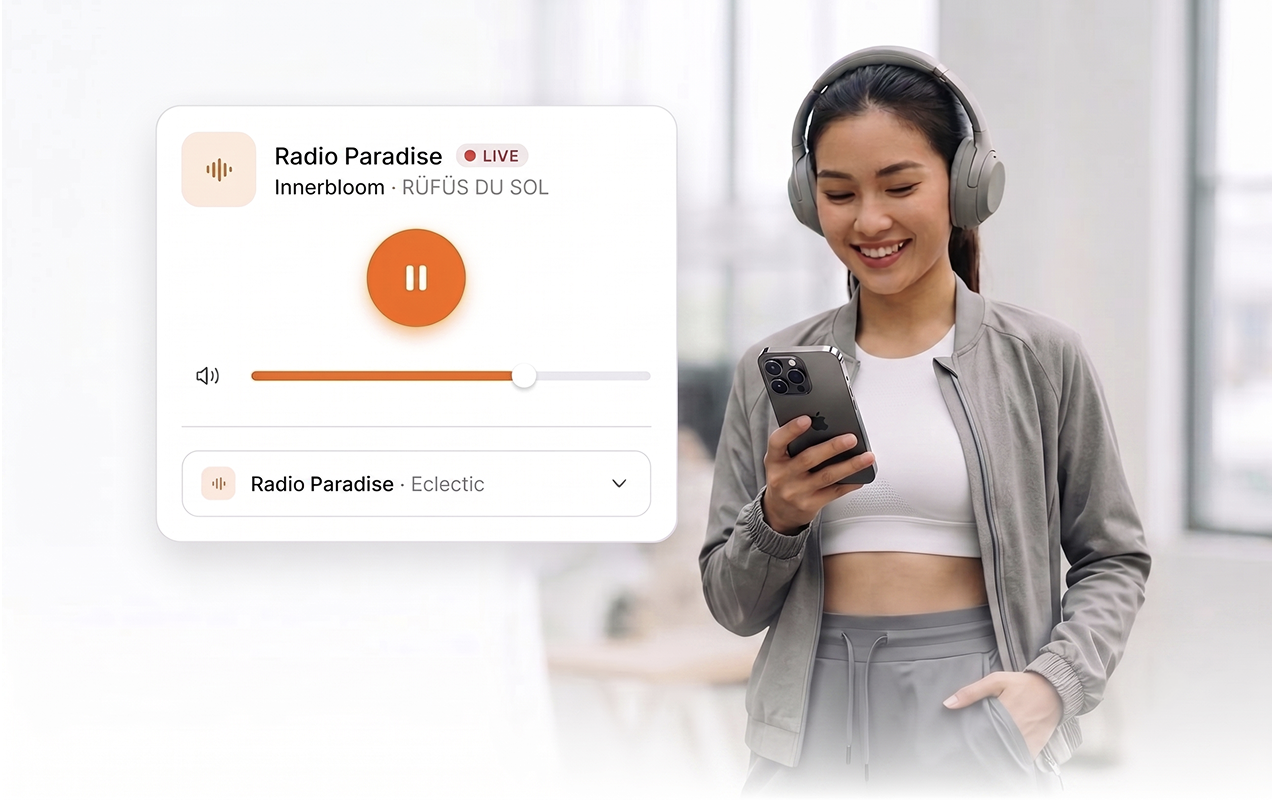 Stream live stations on the page