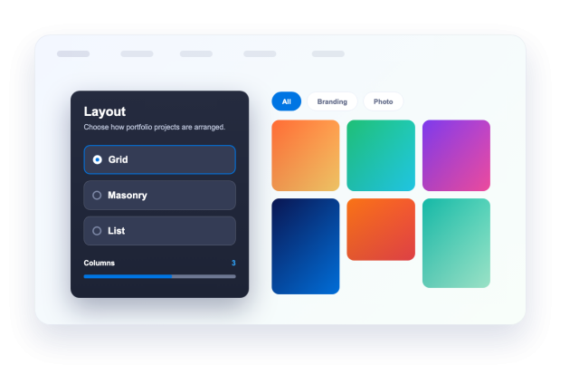 Choose Grid, Masonry, or List Layouts