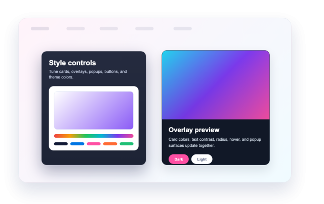 Customize Cards, Overlays, and Popups