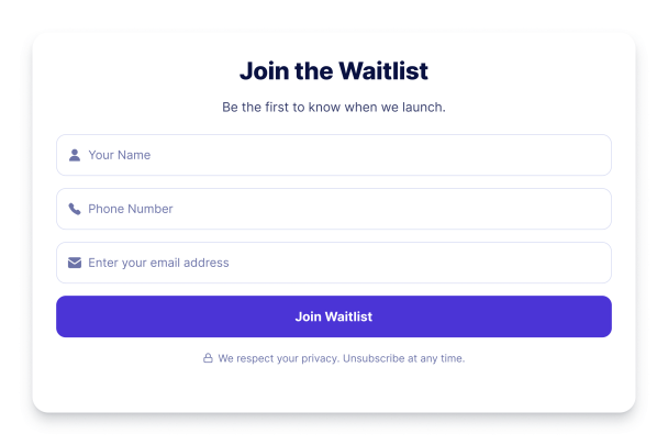 Waitlist Widget for Your Website