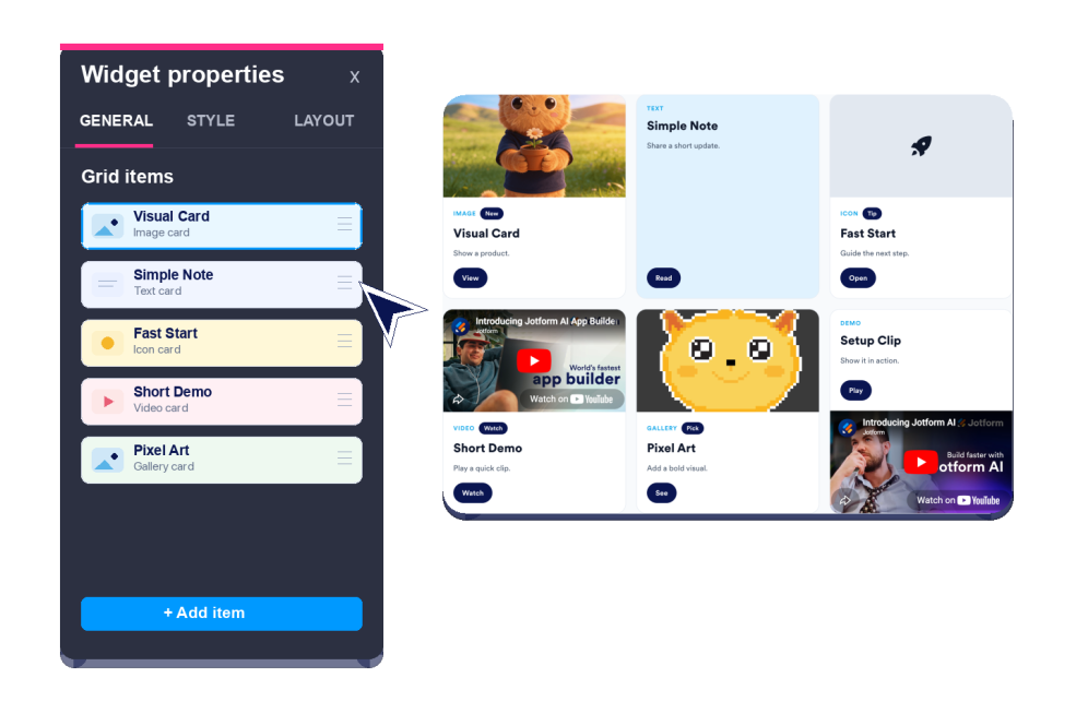 Add your grid items