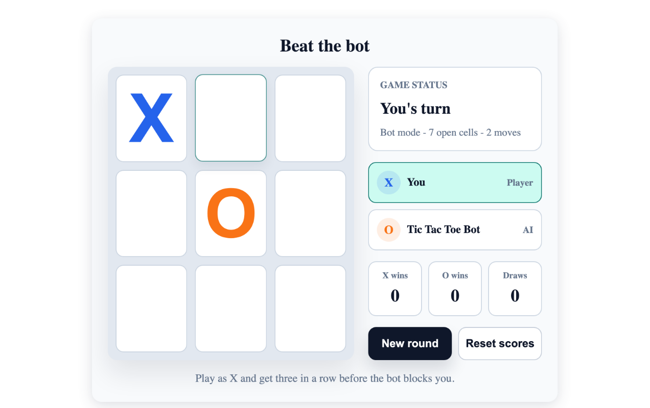 Add instant Tic Tac Toe gameplay