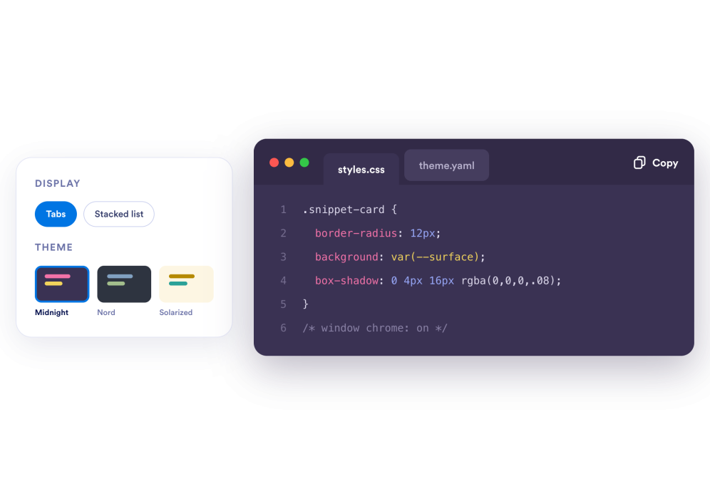 Choose how snippets display