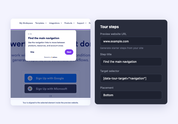 Generate or add tour steps