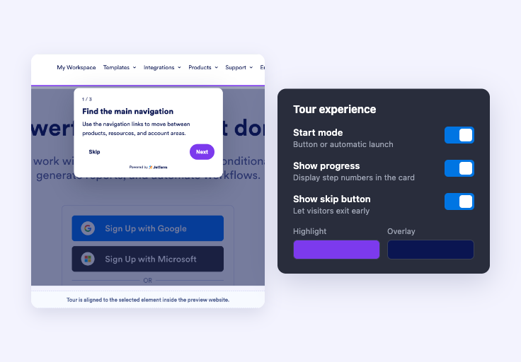 Customize the tour experience