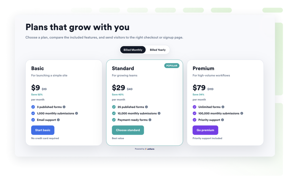 Pricing Table