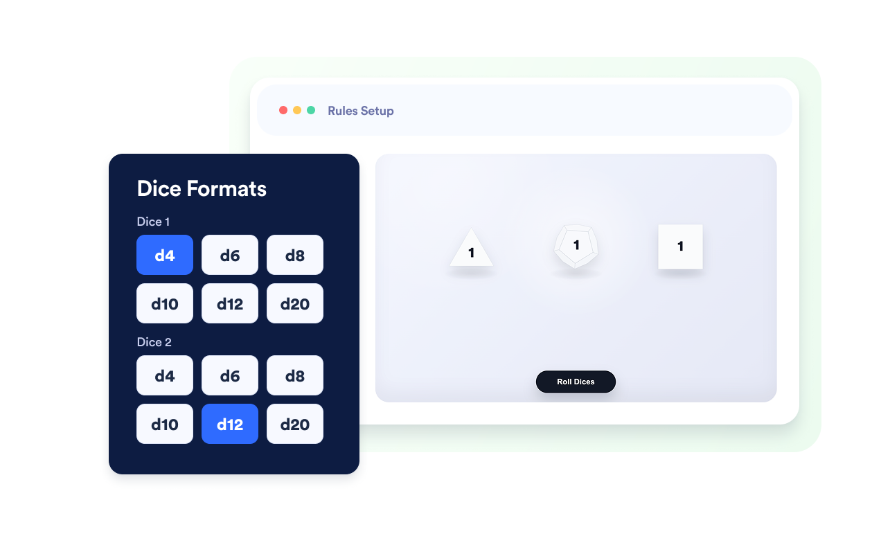 Configure up to 20 dice in one widget