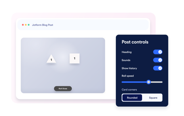Control widget sounds, history, and roll timing