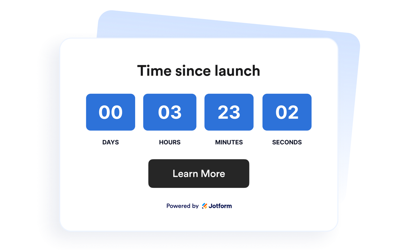 Count up from any start date and time