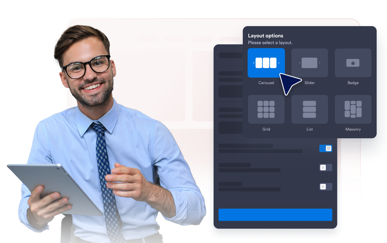 Choose slider and grid layouts