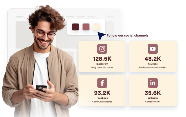 Customize colors, badges, and cards