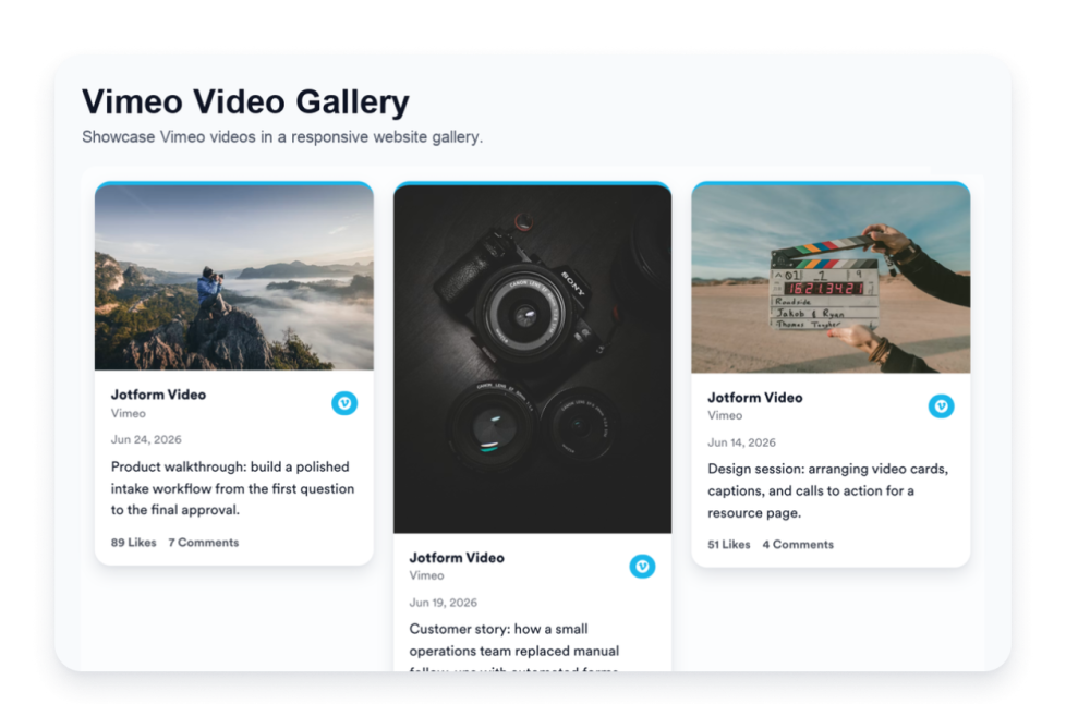 Vimeo Video Gallery