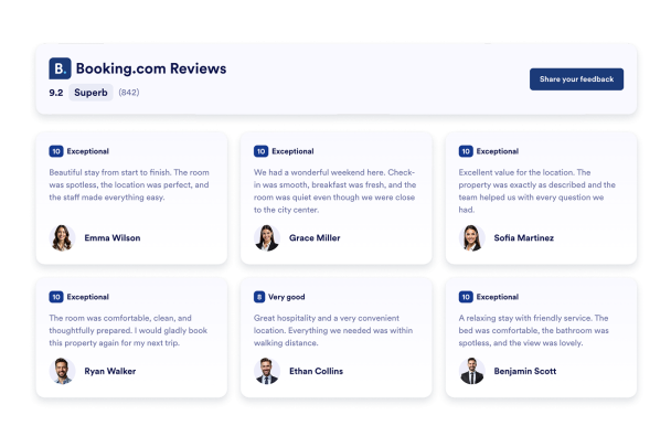 Show Booking Reviews and Let Travelers Compare Stays