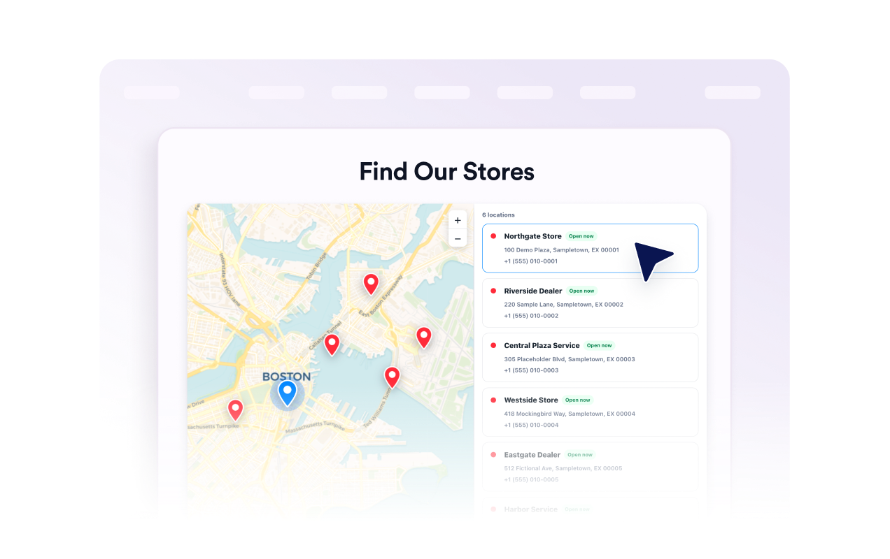 Connect the list to an interactive map
