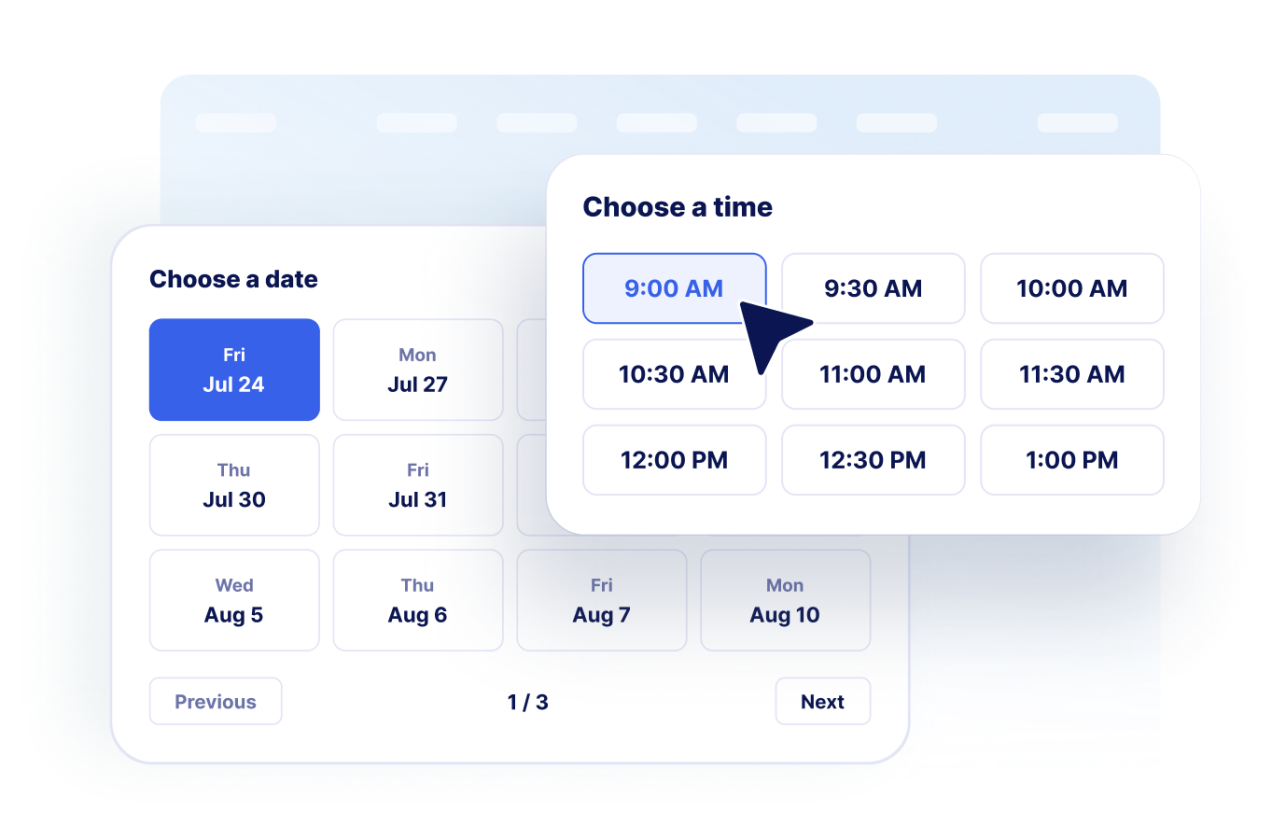 Let customers choose a date and time