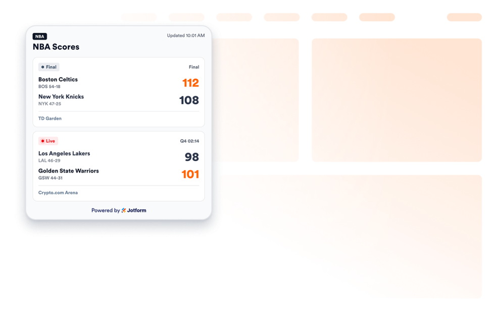 NBA Scores widget