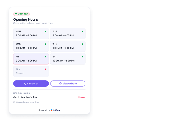 Create Your Own Business Hours Widget in Seconds for Your Website
