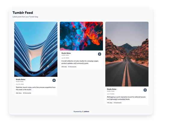 Tumblr Feed Widget Features for Websites