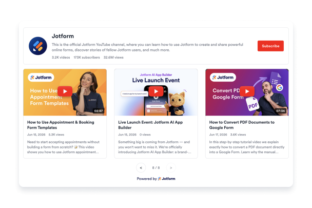 YouTube Gallery Widget Features for Websites