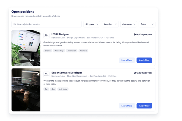 Turn open roles into a searchable hiring board
