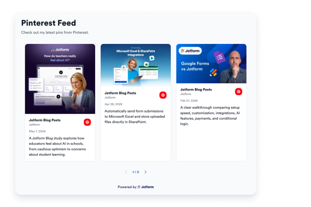 Turn Pinterest inspiration into a polished website feed