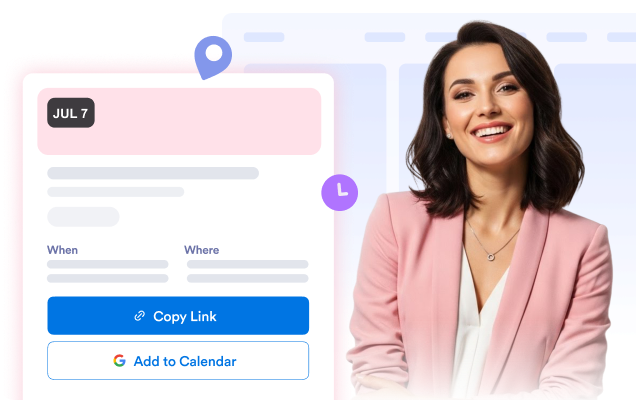 Share complete event details in a popup