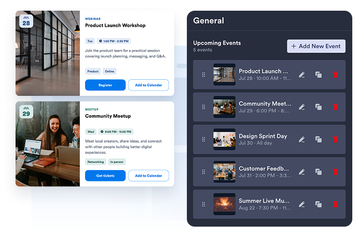 Add or sync your events