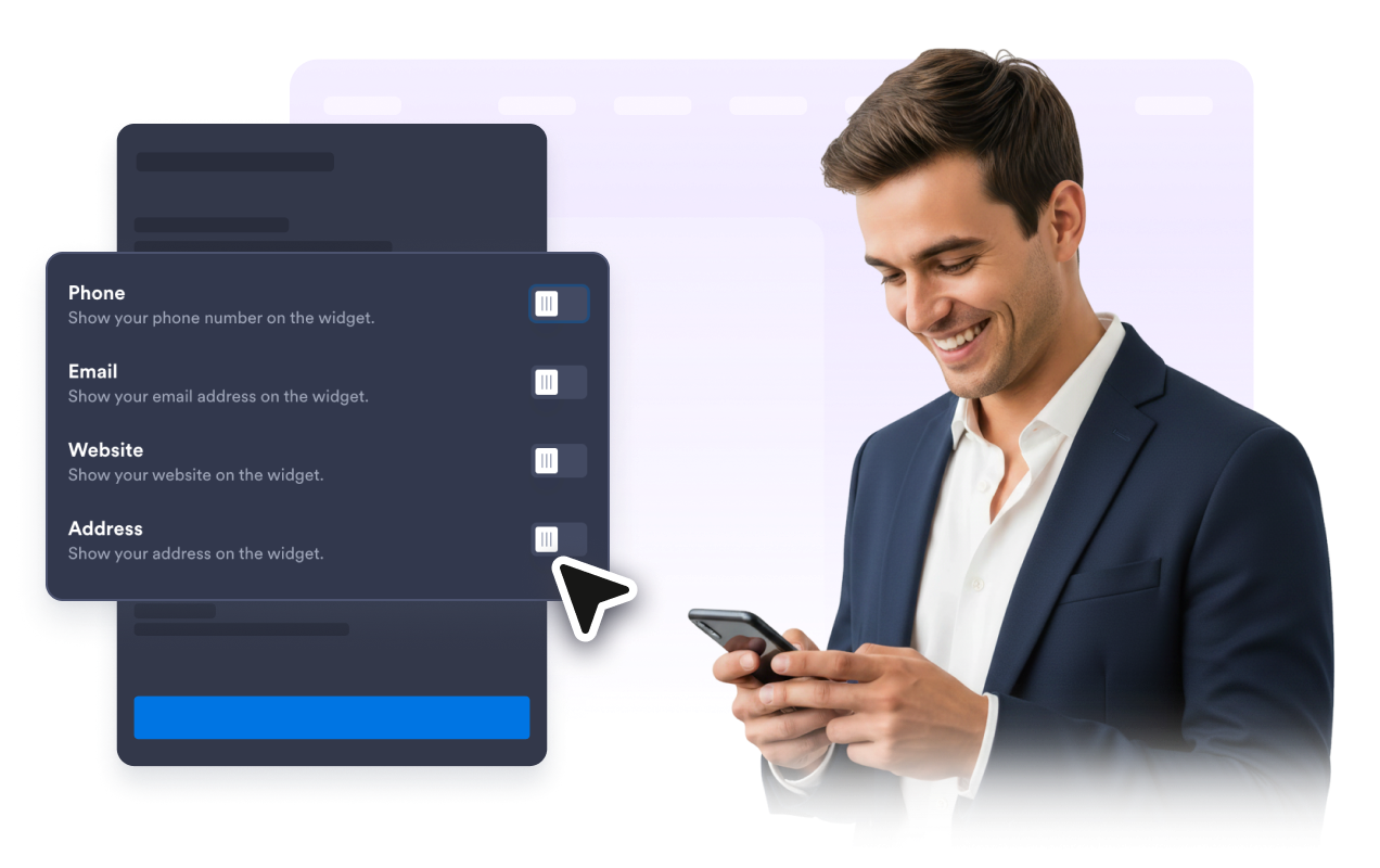 Choose which contact details and actions to show