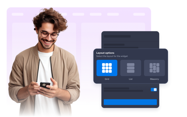 Choose Grid, List, or Masonry Layouts