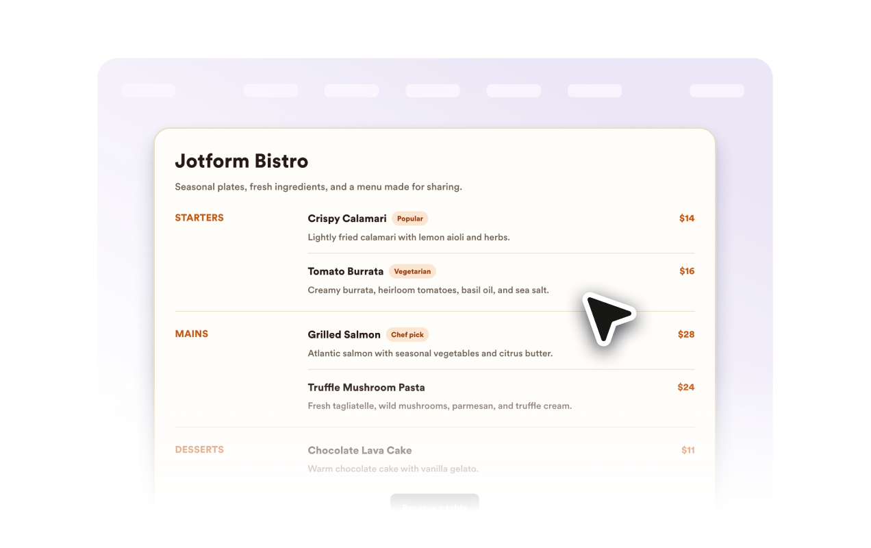 Update individual menu items
