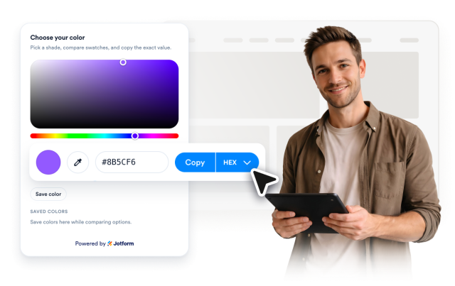 Display HEX, RGB, HSL, HSV, and CMYK Values