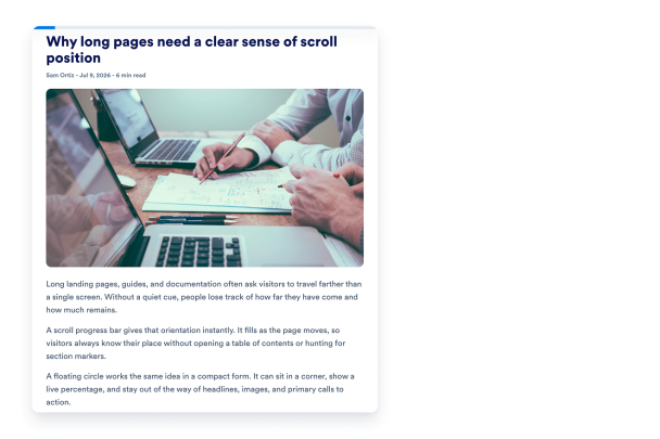 Create Your Own Scroll Progress Indicator Widget in Seconds for Your Website