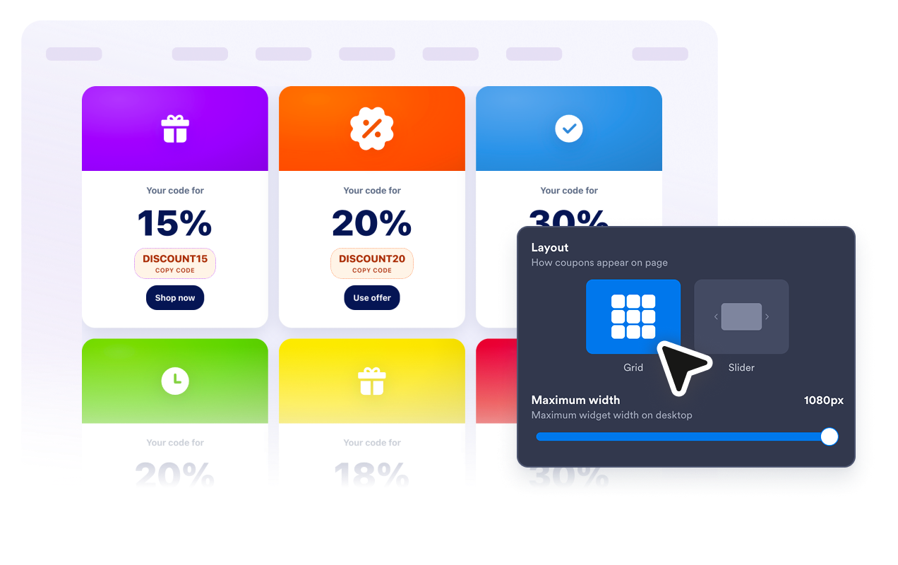 Choose a grid or slider