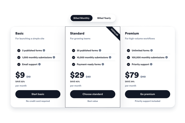 Create Your Own Pricing Table in Seconds for Your Website